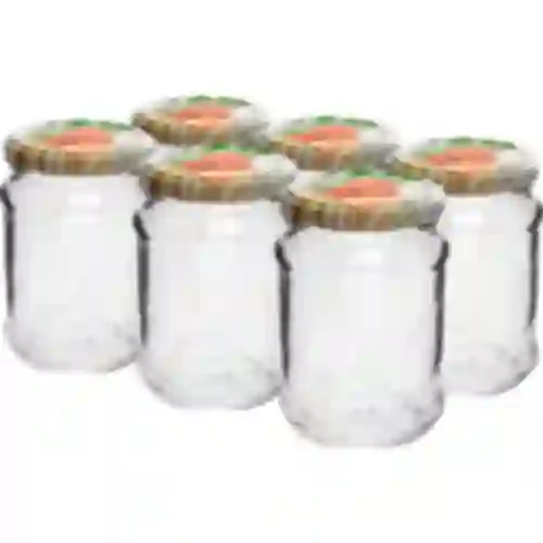 250 ml twist off "Quarter"" glass jar with coloured lid Ø66 - 6 pcs.
