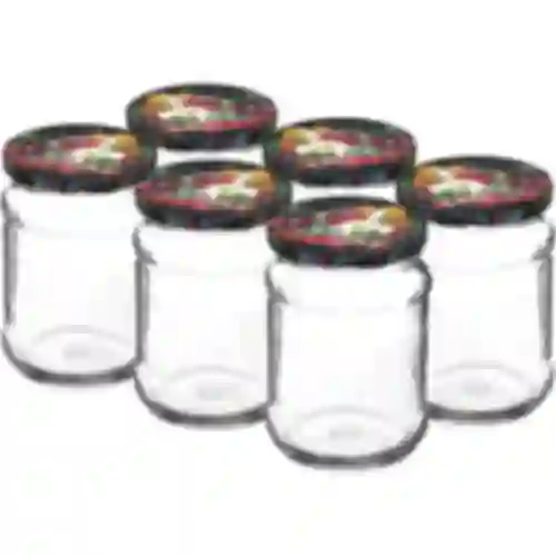 250 ml twist off "Quarter"" glass jar with coloured lid Ø66 - 6 pcs.