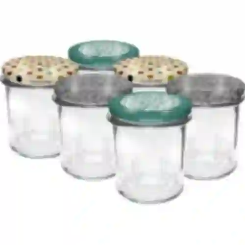 346 ml jar with a twist-off lid and a pressing element - 6 pcs