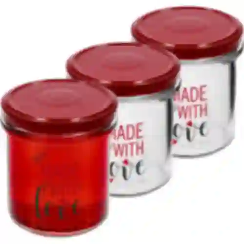 346 mL twist-off jar with a “Made With Love” print – maroon lid Ø82/6, 3 pcs - shrinkwrap pack