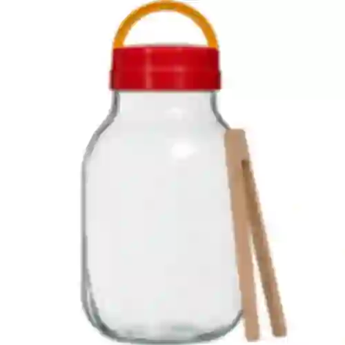 3l twist off glass jar with plastic lid Ø100 and tongs