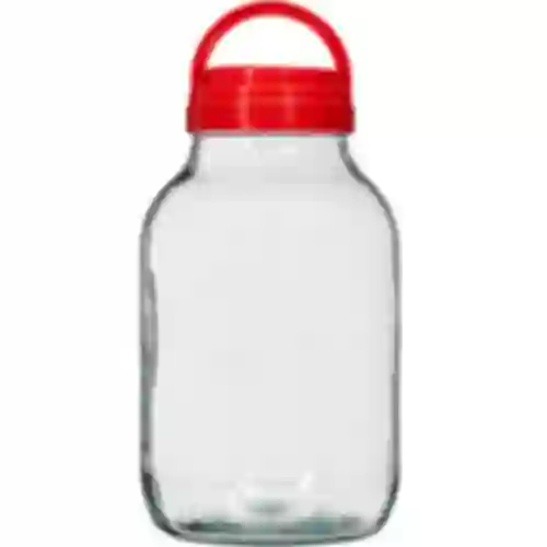 4 L twist off glass jar with plastic lid Ø100 with handle