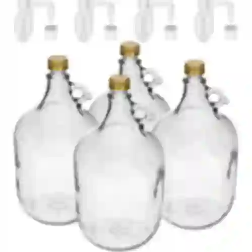 5 L Lady demijohn with a screw cap, stopper and horizontal airlock – a set of 4 pcs