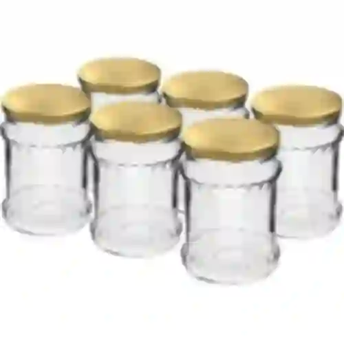 500 ml “Fisz” fluted jar with golden Ø82/6 lid, 6 pcs