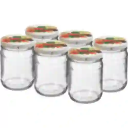 500 ml twist off glass jar with coloured lid Ø82/6 - 6 pcs.
