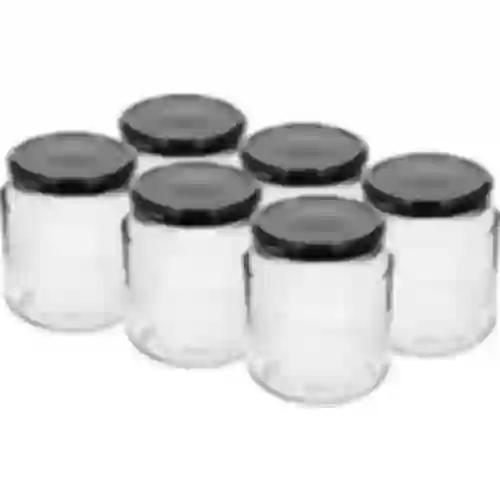 580 ml jar with black Ø82/6 lid - 6 pcs