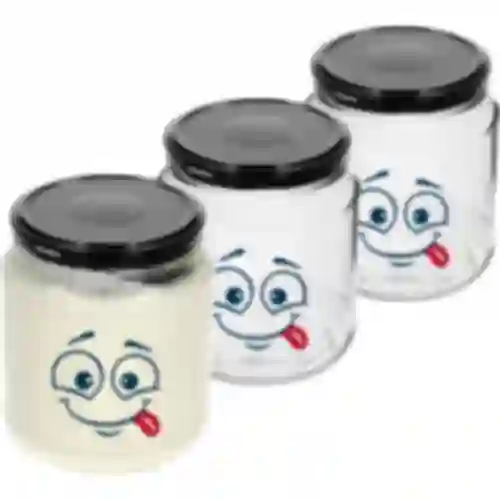 580 ml twist-off jar with face print and Ø82/6 lid - 3 pcs