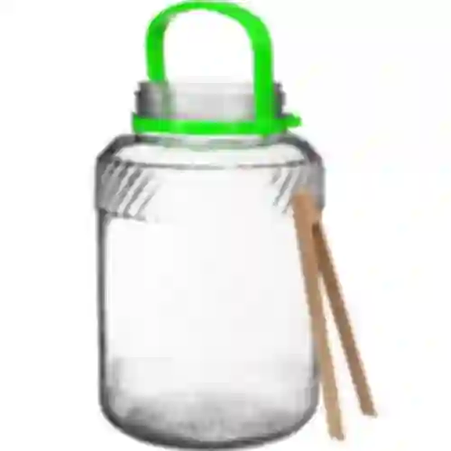5l glass jar with green plastic cap and tongs