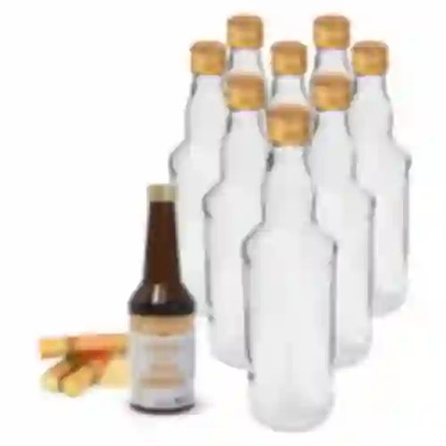 8 bottles of 500 ml with golden caps and Rum essence 40 ml
