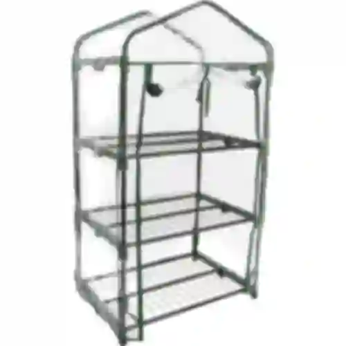 A small balcony greenhouse with three shelves 69 x 49 x 125 cm