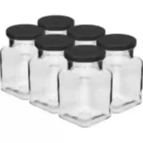 Four Corners - 150 ml twist-off jar Ø53 with a black lid, 6 pcs