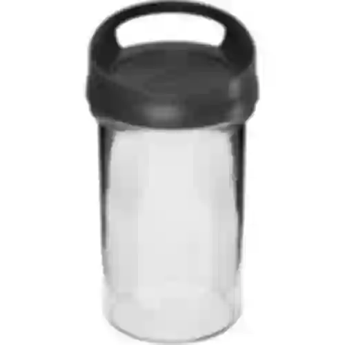 Glass container, 545 ml, with a lid for hanging