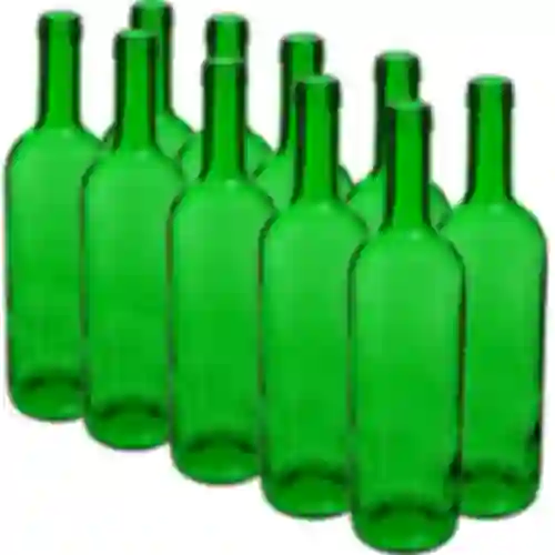 Green 0.75 L wine bottle - 10 pcs shrink-wrap pack