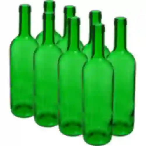 Green 0.75 L wine bottle - 8 pcs shrink-wrap pack