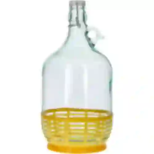 Lady demijohn 5 L with a mechanical closure and a plastic basket