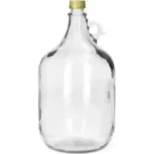 Lady demijohn 5 L with a screw cap, without a basket (white glass, golden screw cap)