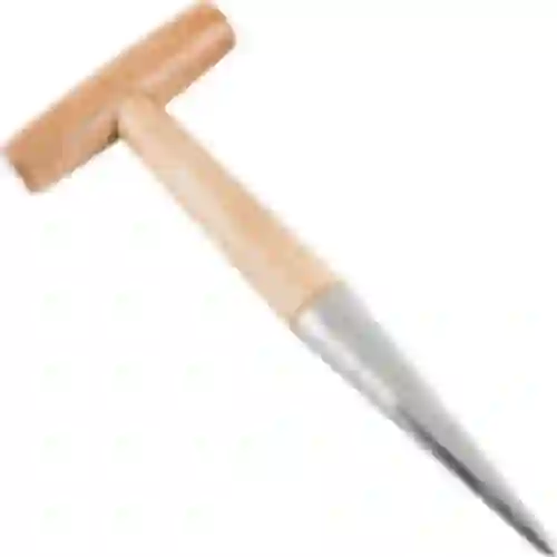 Metal grip dibber with wood handle
