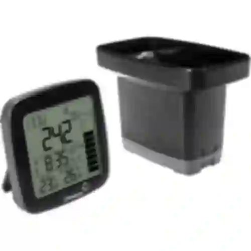 Rain gauge and electronic weather station - wireless, black