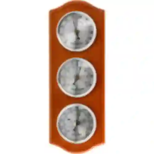 Retro weather station - honey colour with silver dials