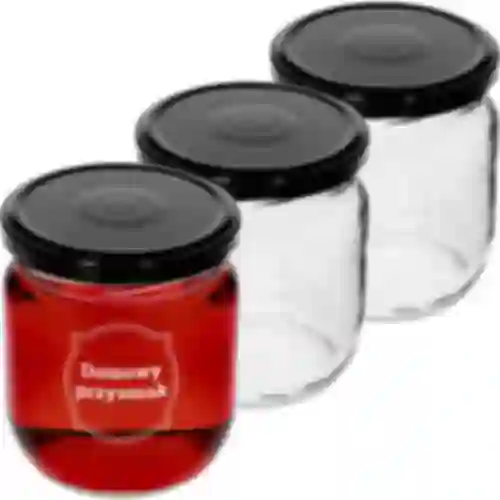 Twist off jar, 425 ml, with “Domowy przysmak” print and lid, 3 pcs