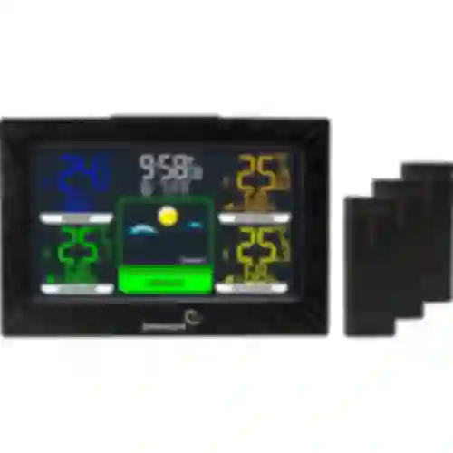 Weather station RCC – electronic, wireless, backlit, 3 sensors, black