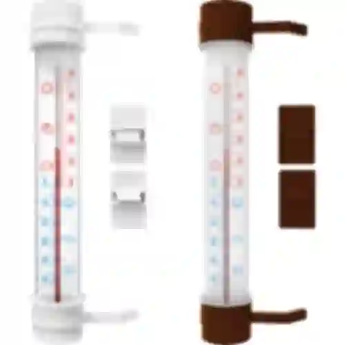 Window thermometer, stick-on/screw-on , plastic scale, (-50°C to +50°C) 27cm mix