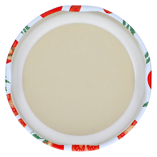 Tomato-patterned Ø66/4 lids -  10 pcs - 3 ['white lid', ' colourful tomato pattern', ' pasteurisation', ' process control', ' storage', ' Tomatoes size Ø66', ' larder decoration', ' lids for pasteurisation', ' vegetable lids', ' tomato lids']