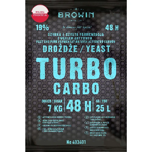 Turbo Carbo 48h yeast 160g  - 1 ['pure fermentation', ' yeast with active carbon', ' turbo yeast with active carbon', ' nice aroma of distillation']