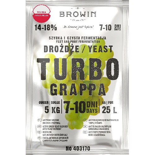 Turbo Grappa distiller's yeast, 120 g  - 1 ['yeast for alcohol', ' yeast for spirit', ' yeast for moonshine', ' yeast for samogon', ' moonshine', ' samogon', ' moonshine']