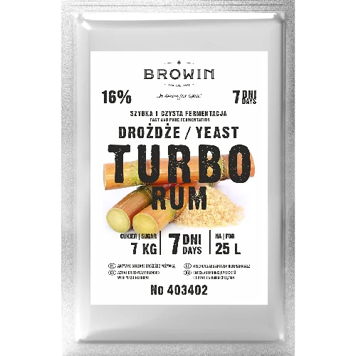 Turbo Rum yeast, 44 g - 2 ['turbo yeast', ' rum yeast', ' distillers yeast', ' home-made rum', ' browin yeast', ' how to make rum']