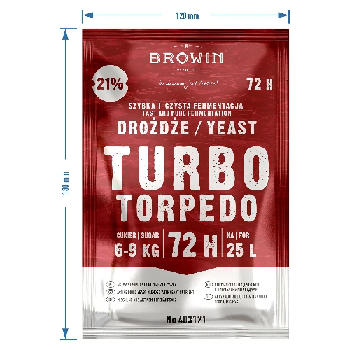 Turbo Torpedo distillery yeast 72h 21% - 120 g - 4 