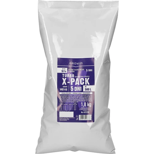 Turbo X-Pack Yeast 1,8 kg - Professional Grade for large batches  - 1 ["distiller's yeast", ' alcohol yeast', ' turbo yeast', ' 18% yeast', ' yeast for moonshine', ' for homemade spirits', ' distillation yeast for 500 liters', ' large batches', ' clean fermentation', ' sugar washes', ' fermentation', ' sugar-based washes', ' stable fermentation', ' pleasant aroma during fermentation', ' easy clarification', ' distillation', ' X yeast', ' Browin yeast', ' 1.8 kg yeast', ' alcohol yeast', ' recommended yeast', ' high-quality yeast', ' dried yeast with nutrients', ' easy wash clearing', ' large yeast package']