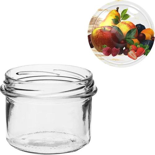 Twist-off jar 235 ml with a colour Ø82/6 lid - 6 pcs - 7 ['glass jar', ' decorative cap', ' for preserves', ' for preserves', ' for jams', ' set of jars']