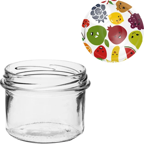 Twist-off jar 235 ml with a colour Ø82/6 lid - 6 pcs - 8 ['glass jar', ' decorative cap', ' for preserves', ' for preserves', ' for jams', ' set of jars']