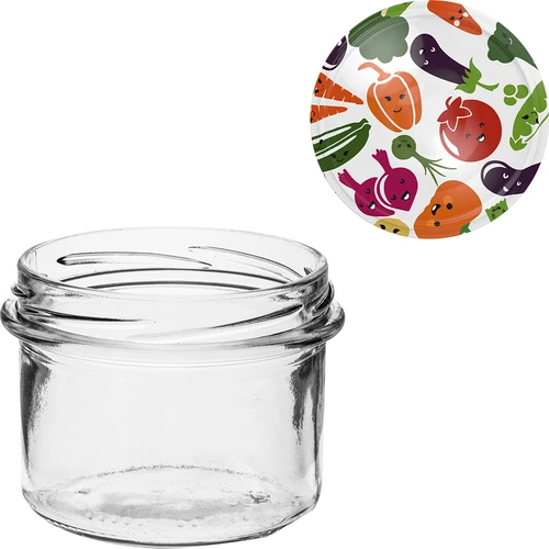 Twist-off jar 235 ml with a colour Ø82/6 lid - 6 pcs - 9 ['glass jar', ' decorative cap', ' for preserves', ' for preserves', ' for jams', ' set of jars']