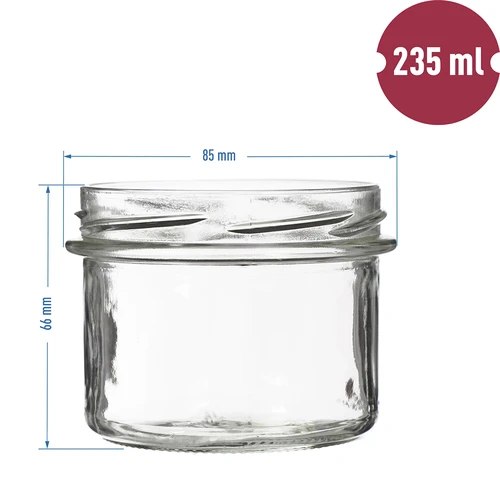 Twist-off jar 235 ml with a colour Ø82/6 lid - 6 pcs - 5 ['glass jar', ' decorative cap', ' for preserves', ' for preserves', ' for jams', ' set of jars']