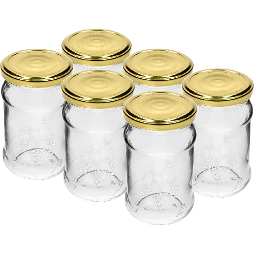 Twist off jar, 300 ml, with “Fruit” print and Ø66/4 lid - 6 pcs. - 2 ['printed jars', ' decorative jars', ' jars with screw caps', ' preserving jars', ' elegant jars', ' jam jars', ' printed jar', ' graphic jar', ' preserving jars', ' pantry jars', ' TO jar', ' twist-off jar']