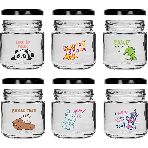 Twist-off jar for children, 212 ml, with print and lid, 6 pcs - 3 ['jars with print', ' decorative jars', ' jars with lids', ' jars for preserves', ' elegant jars', ' jars for jams', ' jar with print', ' jar with graphics', ' preserve jars', ' jars for larder', ' 212 mL jar', ' jars for storage', ' jars for yoghurt', ' yoghurt jars', ' jars for children', ' jar for children', ' children’s jar']