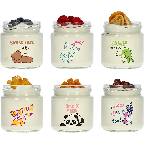 Twist-off jar for children, 212 ml, with print and lid, 6 pcs - 4 ['jars with print', ' decorative jars', ' jars with lids', ' jars for preserves', ' elegant jars', ' jars for jams', ' jar with print', ' jar with graphics', ' preserve jars', ' jars for larder', ' 212 mL jar', ' jars for storage', ' jars for yoghurt', ' yoghurt jars', ' jars for children', ' jar for children', ' children’s jar']