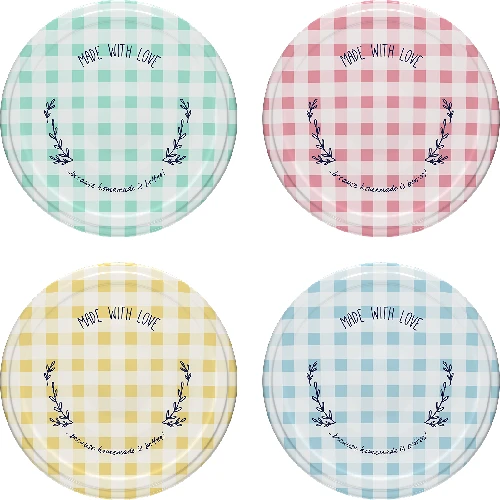 Twist off lid Ø 53, grid graphic - 10 pcs  - 1 ['cap', ' screw cap', ' for jars', ' for preserves']