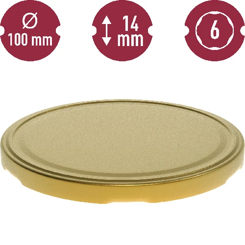 Twist off lid Ø100 , gold - 10 pcs. - 3 ['cap', ' screw-on cap', ' jars']