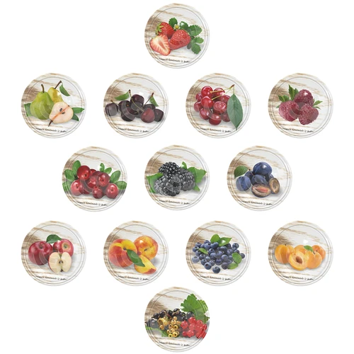 Twist off lid Ø66 , fruits 4 graphic- 10 pcs.  - 1 ['jar caps', ' decorative caps', ' colourful caps', ' fruit caps']