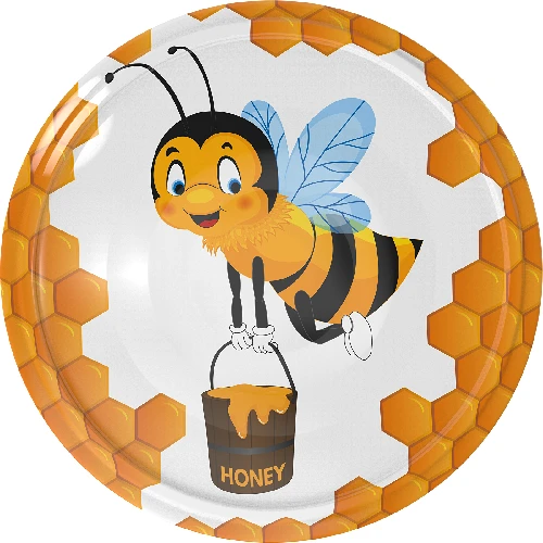 "Twist off lid Ø66 , honey ""Gucio"" graphic- 10 pcs."  - 1 ['cap', ' screw-on cap', ' jars']