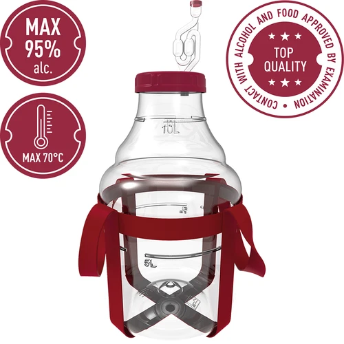 Unbreakable Demijohn - 10 L with braces - 5 ['wine demijohn', ' beer demijohn', ' wine containers', ' beer containers', ' PET containers', ' wide-mouth demijohn', ' wine sets', ' unbreakable containers', ' fermentation containers', ' fermentation demijohn', ' demijohn with a cap', ' demijohn with accessories', ' wine novelties', ' home wines', ' home-made beer', ' carrying straps', ' demijohns', ' plastic', ' unbreakable', ' fermenter', ' fume', ' carboy', ' gallon', ' wine', ' beer', ' with straps', ' set', ' 10L']