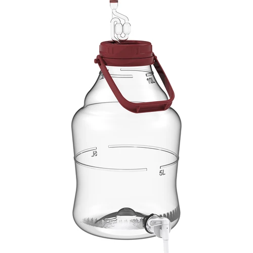 Unbreakable Demijohn - 10 L with braces - 3 ['shatterproof demijohn', ' PET demijohn', ' lightweight demijohn', ' demijohn for wine', ' demijohn with tap', ' demijohn with small tap', ' demijohn for winemaking', ' demijohn with discharge tap', ' plastic demijohn', ' demijohn for fermenting', ' demijohn 10L']