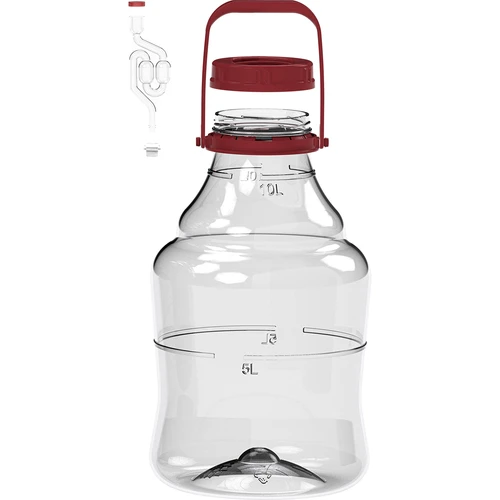 Unbreakable Demijohn - 10 L with handle - 2 ['demijohns', ' shatterproof demijohns', ' 10l demijohns', ' beer container', ' beer demijohns', ' fermenter', ' fermentable', ' unbreakable demijohns', ' wide mouth demijohns', ' balloon holder']