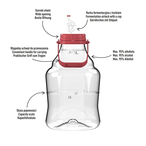 Unbreakable Demijohn - 10 L with handle - 4 ['demijohns', ' shatterproof demijohns', ' 10l demijohns', ' beer container', ' beer demijohns', ' fermenter', ' fermentable', ' unbreakable demijohns', ' wide mouth demijohns', ' balloon holder']