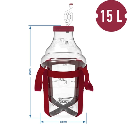 Unbreakable Demijohn - 15 L with braces - 6 ['demijohns', ' beer balloons', ' wine containers', ' beer containers', ' PET containers', ' wide-bore balloons', ' wine kits', ' unbreakable containers', ' fermentation containers', ' fermentation balloons', ' balloons with cap', ' demijohn with accessories', ' wine novelties', ' home-made wine', ' home-made beer', ' carrying straps', ' ', ' plastic', ' unbreakable', ' fermentor', ' dymion', ' gourd', ' gallon', ' wine', ' beer', ' with straps', ' kit']