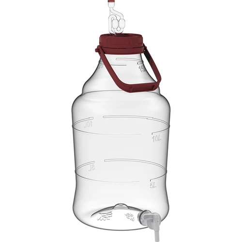 Unbreakable Demijohn - 15 L with braces - 3 ['shatterproof demijohn', ' PET demijohn', ' lightweight demijohn', ' demijohn for wine', ' demijohn with tap', ' demijohn with small tap', ' demijohn for winemaking', ' demijohn with discharge tap', ' plastic demijohn', ' demijohn for fermenting', ' demijohn 15L']