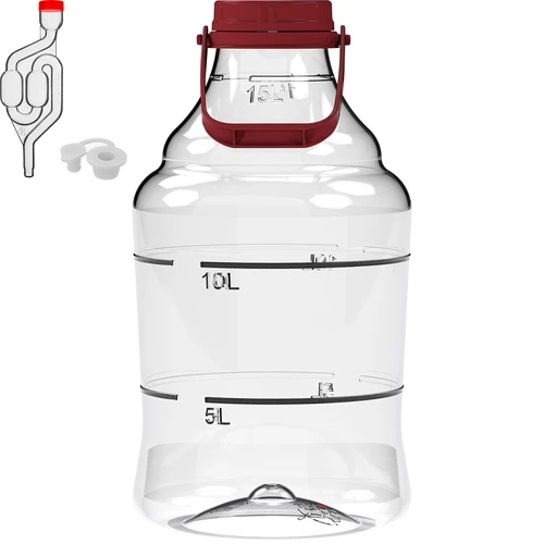 Unbreakable Demijohn - 15 L with handle - 2 ['demijohns', ' shatterproof demijohns', ' 15 l demijohns', ' beer container', ' beer demijohns', ' fermenter', ' fermentable', ' unbreakable demijohns', ' wide mouth demijohns', ' balloon holder']